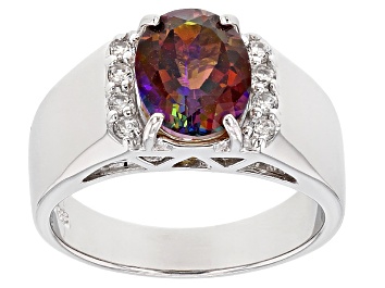 Picture of Pre-Owned Cosmopolitan Beyond™ Topaz Rhodium Over Silver Men's Ring 2.90ctw