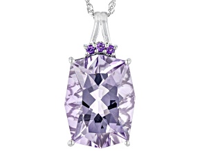 Pre-Owned Lavender Amethyst Rhodium Over Sterling Silver Pendant With Chain 14.47ctw