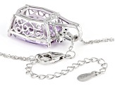 Pre-Owned Lavender Amethyst Rhodium Over Sterling Silver Pendant With Chain 14.47ctw