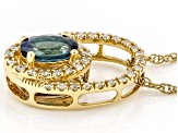 Pre-Owned Indicolite Blue Tourmaline And White Diamond 14K Yellow Gold Pendant With 18 Inch Rope Cha