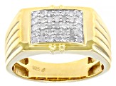 Pre-Owned White Diamond 14k Yellow Gold Over Sterling Silver Mens Ring 0.40ctw