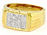 Pre-Owned White Diamond 14k Yellow Gold Over Sterling Silver Mens Ring 0.40ctw
