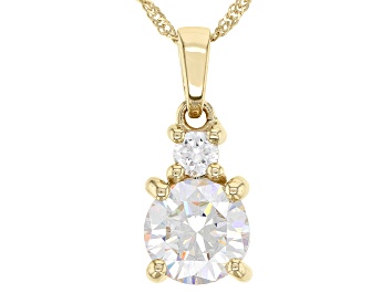 Picture of Pre-Owned Strontium Titanate and white zircon 10k yellow gold pendant 1.88ctw.