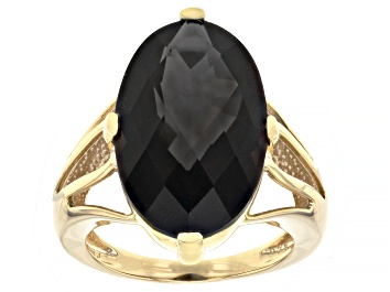 Picture of Pre-Owned Brown Smoky Quartz 18k Yellow Gold Over Sterling Silver Ring 10.65ctw