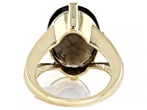 Pre-Owned Brown Smoky Quartz 18k Yellow Gold Over Sterling Silver Ring 10.65ctw