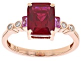 Pre-Owned Red Lab Created Ruby 18k Rose Gold Over Silver Ring 2.25ctw