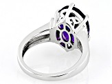 Pre-Owned Purple African Amethyst With White Zircon Rhodium Over Sterling Silver Ring 4.03ctw