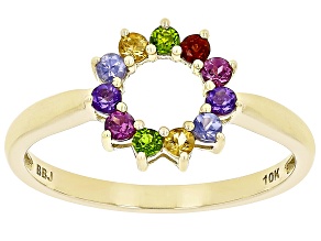 Pre-Owned Multi Gem 10k Yellow Gold Ring 0.41ctw