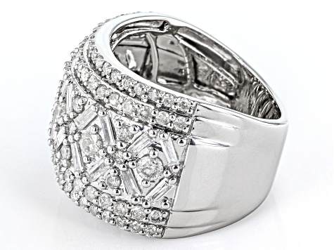 Pre-Owned White Diamond 950 Platinum Wide Band Ring 2.00ctw