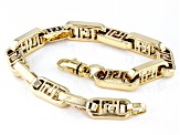 Pre-Owned 14k Yellow Gold 7mm Greek Key Design Link Bracelet