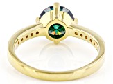 Pre-Owned Green and colorless moissanite 14k yellow gold over sterling silver ring 1.60ctw DEW.