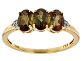 Pre-Owned Andalusite With White Diamond 10K Yellow Gold Ring 1.12ctw