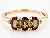 Pre-Owned Andalusite With White Diamond 10K Yellow Gold Ring 1.12ctw