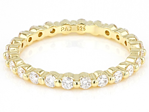 Pre-Owned Moissanite 14k Yellow Gold Over Silver Eternity Band Ring .66ctw DEW.