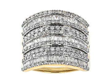 Picture of Pre-Owned White Diamond 10K Yellow Gold Wide Band Ring 2.00ctw