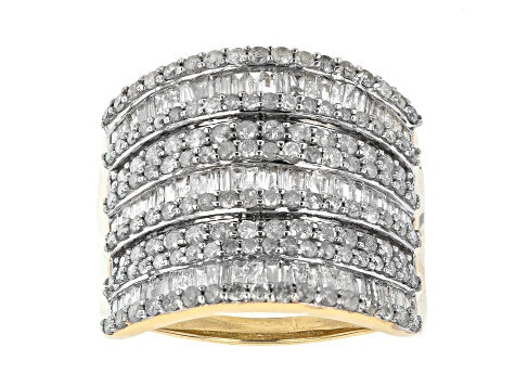 Pre-Owned White Diamond 10K Yellow Gold Wide Band Ring 2.00ctw