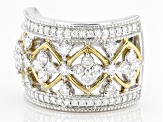 Pre-Owned Moissanite Platineve And 14k Yellow Gold Over Silver Ring 1.17ctw DEW.