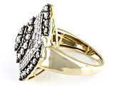 Pre-Owned Champagne And White Diamond 10k Yellow Gold Cluster Ring 1.75ctw