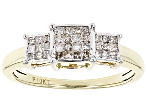 Pre-Owned Candlelight Diamonds™ 10k Yellow Gold Cluster Ring 0.35ctw