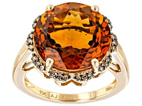 Pre-Owned Orange Madeira Citrine 10k Yellow Gold Ring 8.17ctw