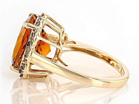 Pre-Owned Orange Madeira Citrine 10k Yellow Gold Ring 8.17ctw