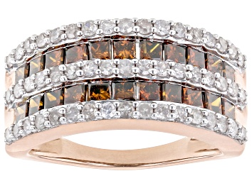 Picture of Pre-Owned Red Diamond And White Diamond 10k Rose Gold Band Ring 2.00ctw