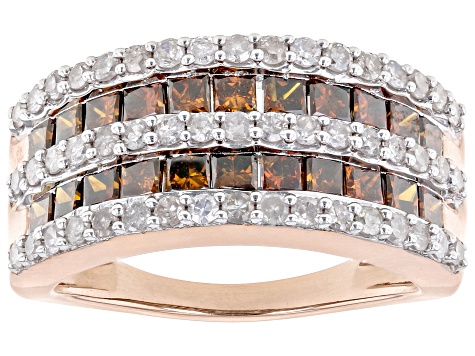 Pre-Owned Red Diamond And White Diamond 10k Rose Gold Band Ring 2.00ctw