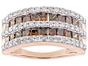 Pre-Owned Red Diamond And White Diamond 10k Rose Gold Band Ring 2.00ctw
