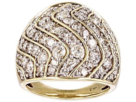 Pre-Owned White Diamond 10k Yellow Gold Dome Ring 3.00ctw