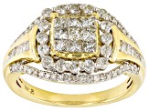 Pre-Owned White Diamond 10k Yellow Gold Cluster Ring 1.00ctw
