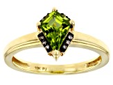 Pre-Owned Kite Peridot with Champagne Diamonds 10k Yellow Gold Ring 1.02ctw