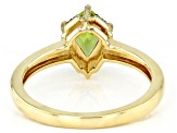 Pre-Owned Kite Peridot with Champagne Diamonds 10k Yellow Gold Ring 1.02ctw