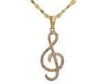 Pre-Owned White Diamond 10k Yellow Gold Treble Clef Pendant With 18" Mirror Chain 0.20ctw