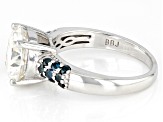 Pre-Owned Moissanite And Blue Diamond Platineve Ring 4.63ctw DEW.