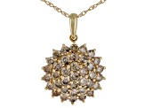 Pre-Owned Champagne Diamond 10k Yellow Gold Cluster Pendant With 18" Rope Chain 1.00ctw