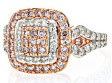 Pre-Owned Pink And White Diamond 10k Rose Gold Cluster Ring 0.95ctw