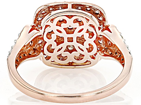Pre-Owned Pink And White Diamond 10k Rose Gold Cluster Ring 0.95ctw