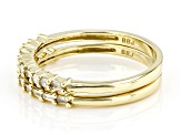 Pre-Owned White Diamond 10k Yellow Gold Set Of 2 Band Rings 0.20ctw