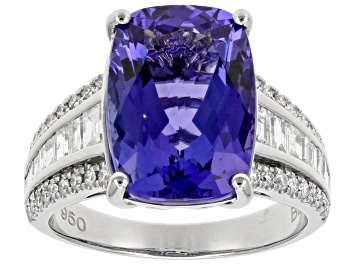 Picture of Pre-Owned Blue Tanzanite With White Diamond Platinum Ring 8.52ctw