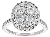 Pre-Owned White Diamond 14k White Gold Halo Cluster Ring 1.50ctw