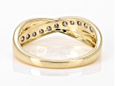 Pre-Owned White Diamond 10k Yellow Gold Crossover Band Ring 0.20ctw