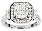 Pre-Owned Moissanite Platineve Halo Ring 2.64ctw DEW
