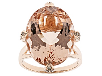Picture of Pre-Owned Peach Morganite 14k Rose Gold Ring 14.24ctw