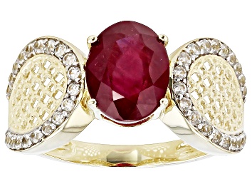 Picture of Pre-Owned Red Mahaleo(R) Ruby 10k Yellow Gold Ring 2.89ctw