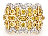 Pre-Owned Natural Butterscotch And White Diamond 10k Yellow Gold Wide Band Ring