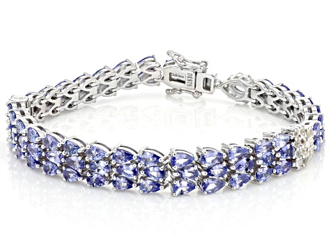 Pre-Owned Blue Tanzanite Rhodium Over Sterling Silver Bracelet 12.67ctw