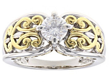 Picture of Pre-Owned Moissanite platineve and 14k yellow gold over silver ring .80ct DEW