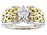 Pre-Owned Moissanite platineve and 14k yellow gold over silver ring .80ct DEW