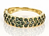 Pre-Owned Round Green Diamond 10k Yellow Gold Band Ring 1.00ctw