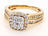 Pre-Owned White Diamond 10k Yellow Gold Halo Ring 1.00ctw